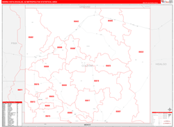 Sierra Vista-Douglas Metro Area Wall Map Red Line Style 2025